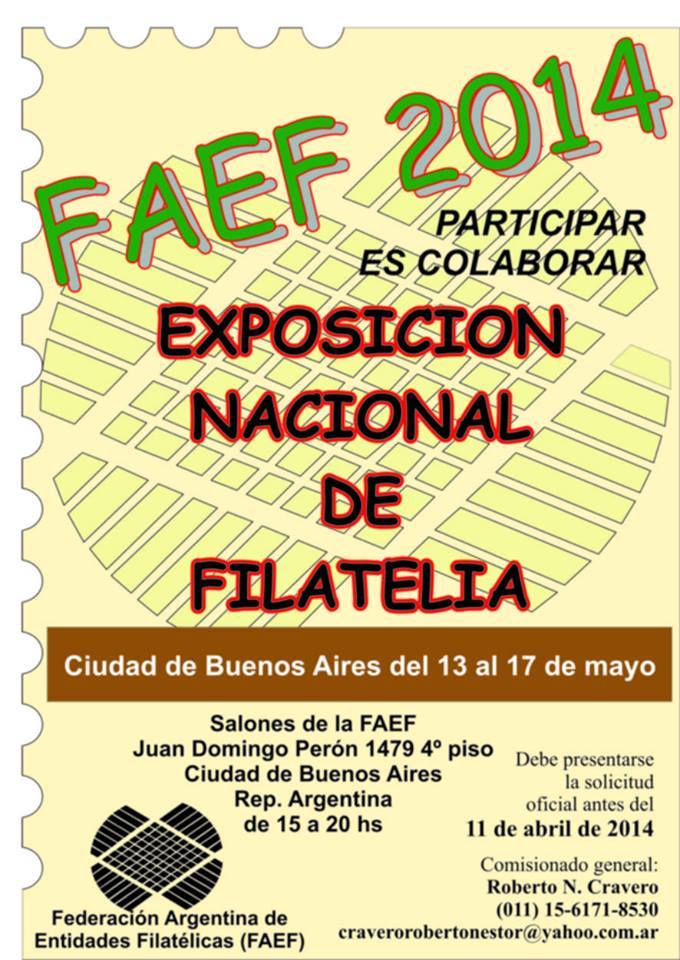 EXPOSICION NACIONAL DE FILATELIA FAEF - 13 al 17 de Mayo 2014